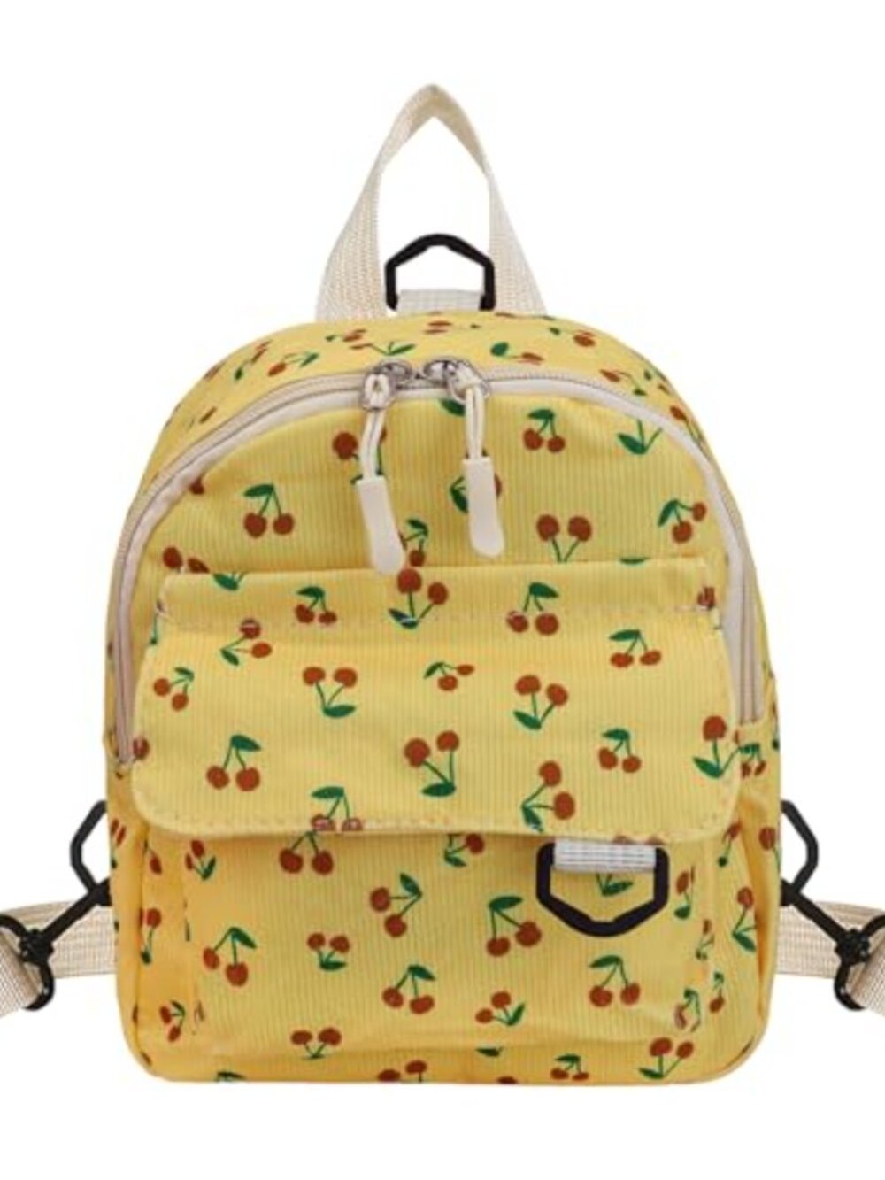 Corduroy Mini Backpack Small Backpack Women Cute Cherry Print